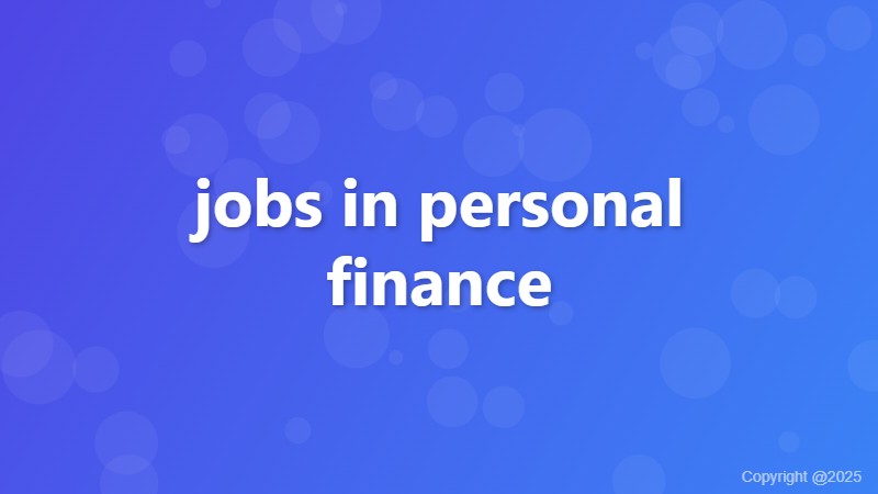 jobs in personal finance