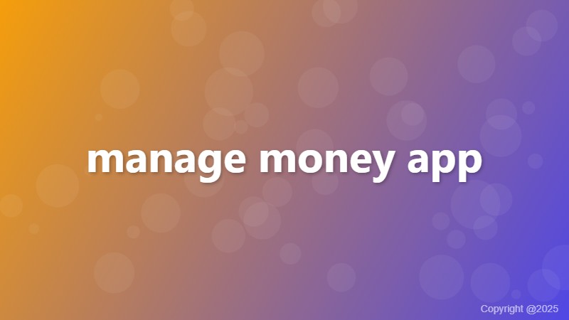 manage money app